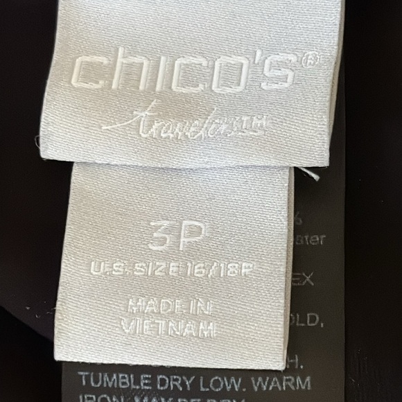 Chicos Travelers Jumpsuit Roll Up Sleeves Tie Belt Waist Black Size 18P - Picture 7 of 11